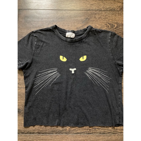 ‘Black cat Moonlight Magic spell cutoff crop top - Picture 3 of 7